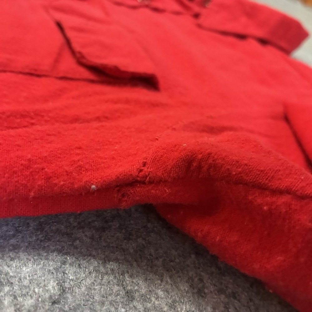 Vtg 70s Sears Roebuck Perma Prest Red Flannel Work Shirt Utility Mens L USA Made - Picture 3 of 7